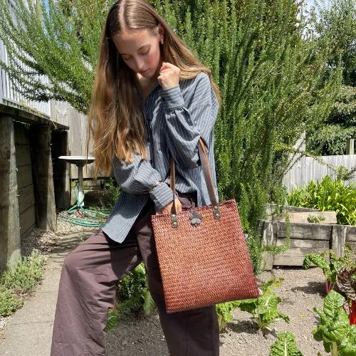 Lovely Handcrafted Krajood Bag with Leather Strap Handles | Yompai  NZ