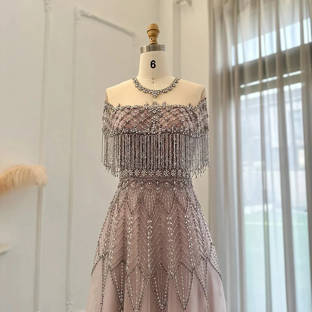 Luxury Tassel Heavy Beaded Evening Dress