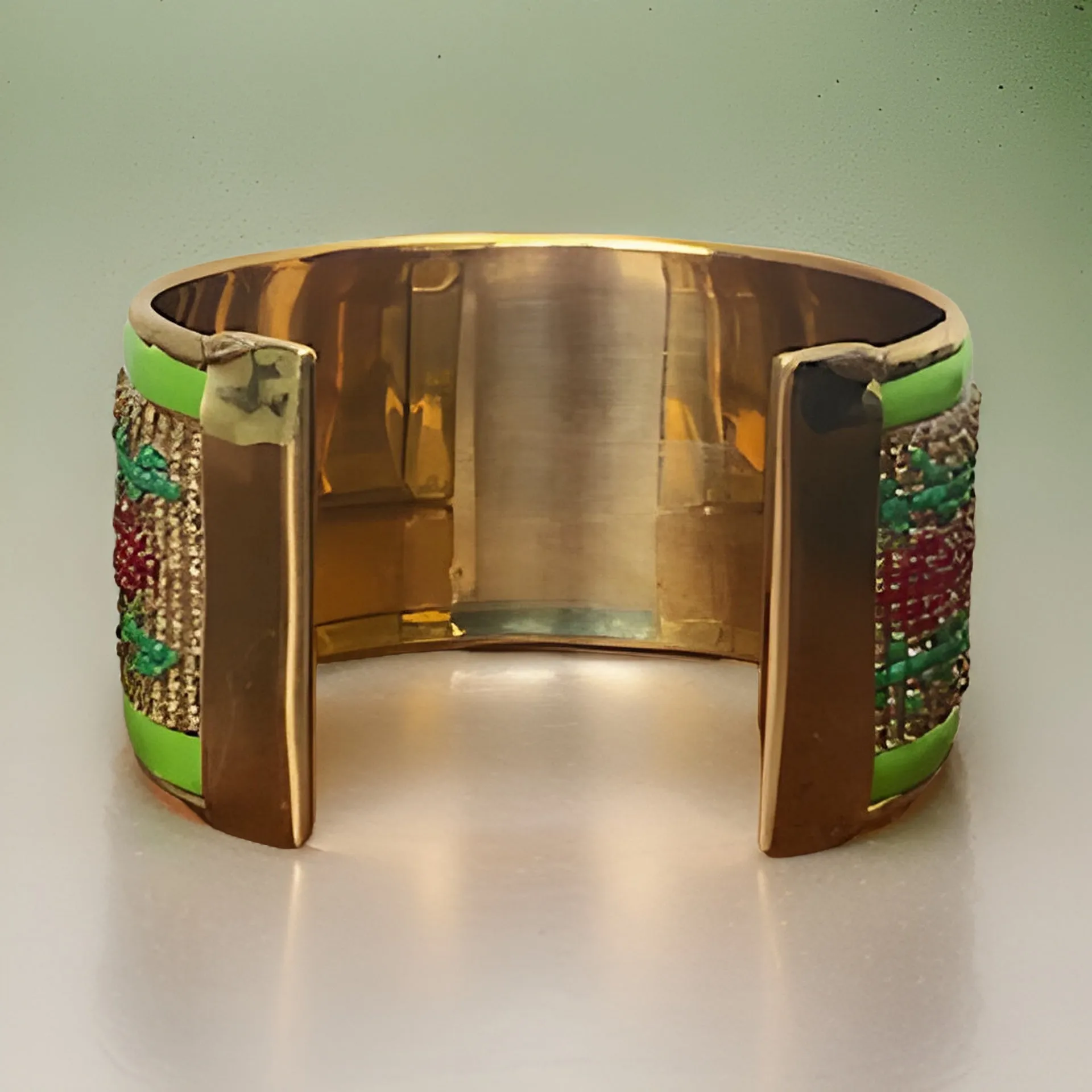 Maasai African Beaded Brass Cuff Bracelet