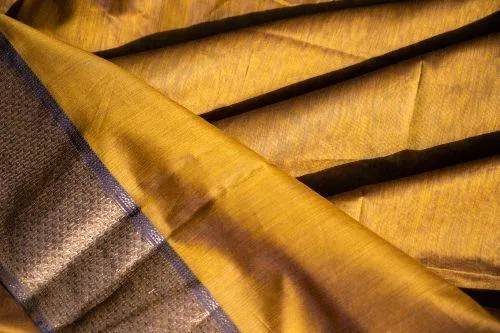 Maheswari Handloom saree - Seher - Mustard zari
