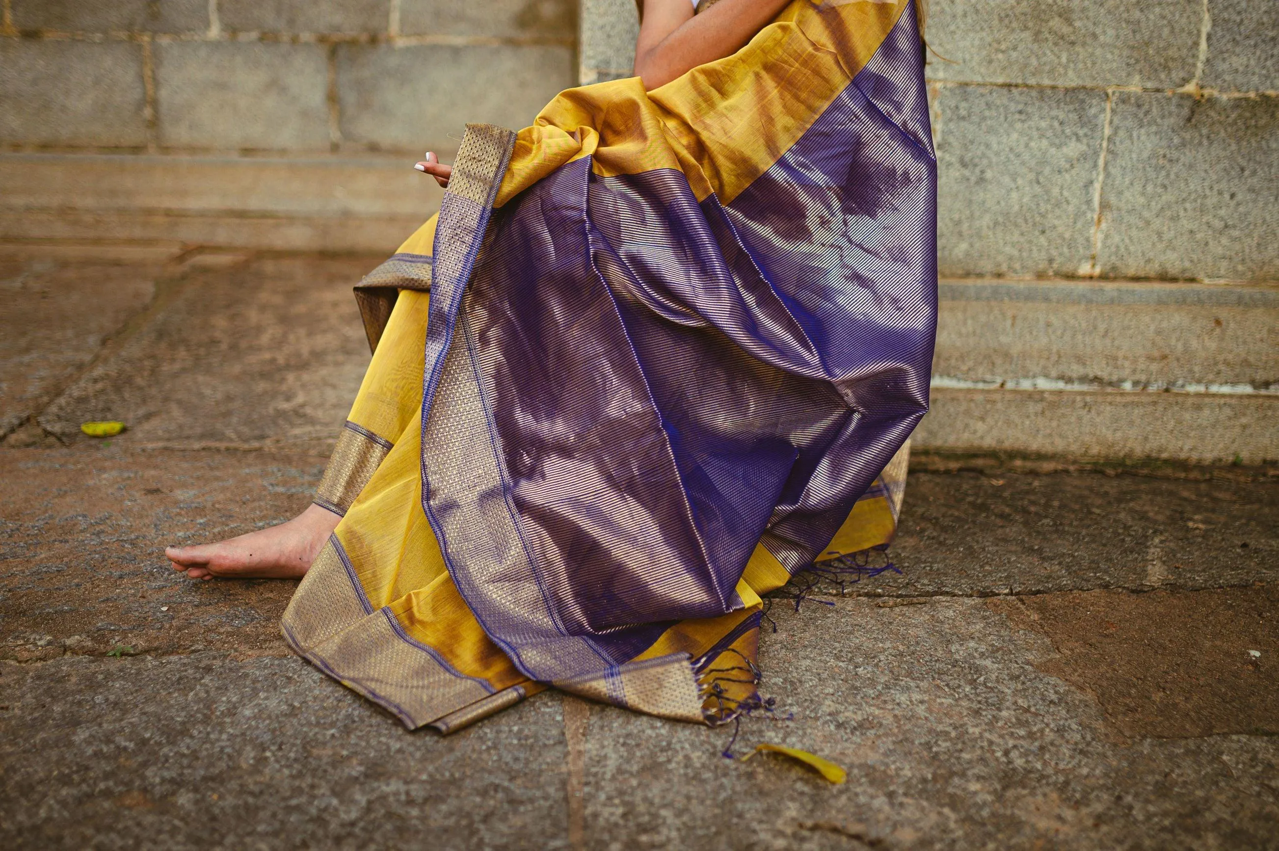 Maheswari Handloom saree - Seher - Mustard zari