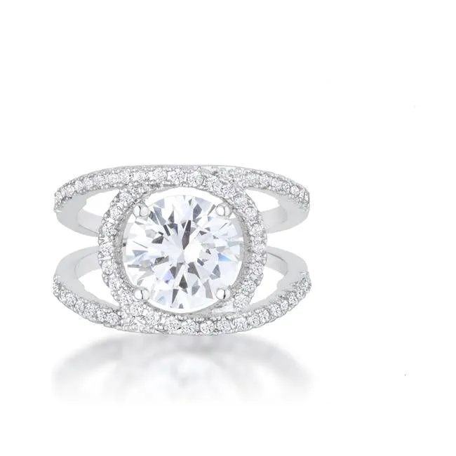 Marcie 3.5ct Round Solitaire CZ Silver Engagement Ring | 5ct