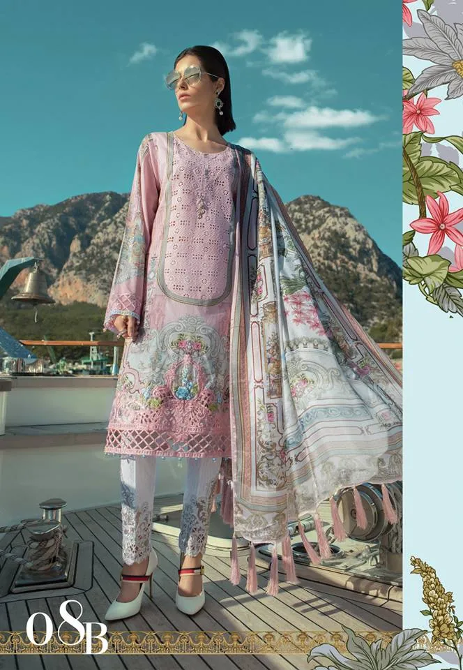 Maria b. Summer 2019 Cotton-Lawn Pink Embroidery Suit