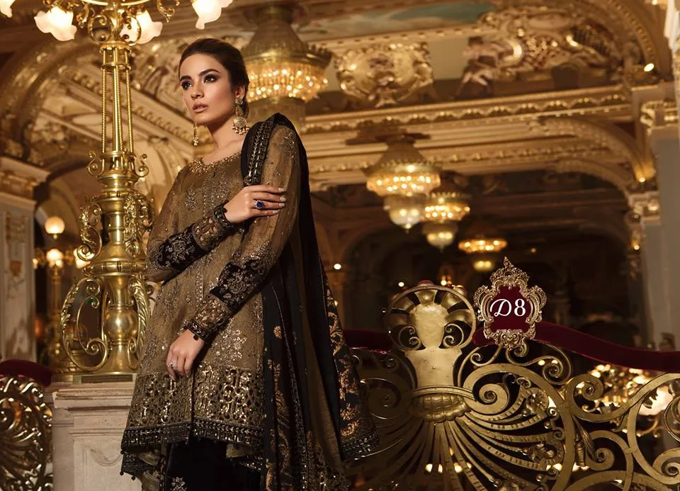 Maria B. Wedding Collection - Brown Colored With Embroidery