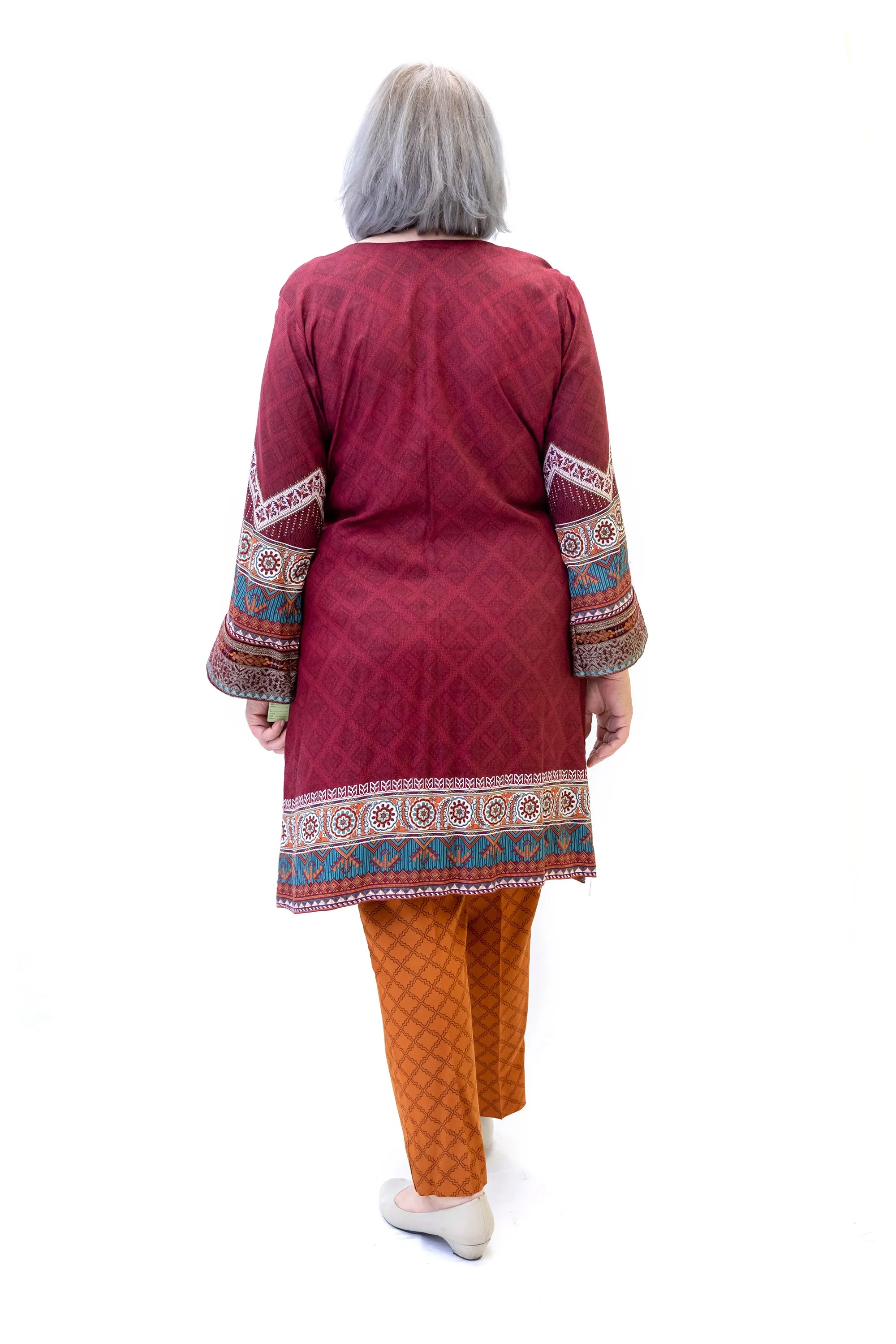 Maroon Cotton Salwar Kameez - Maria B. Suit