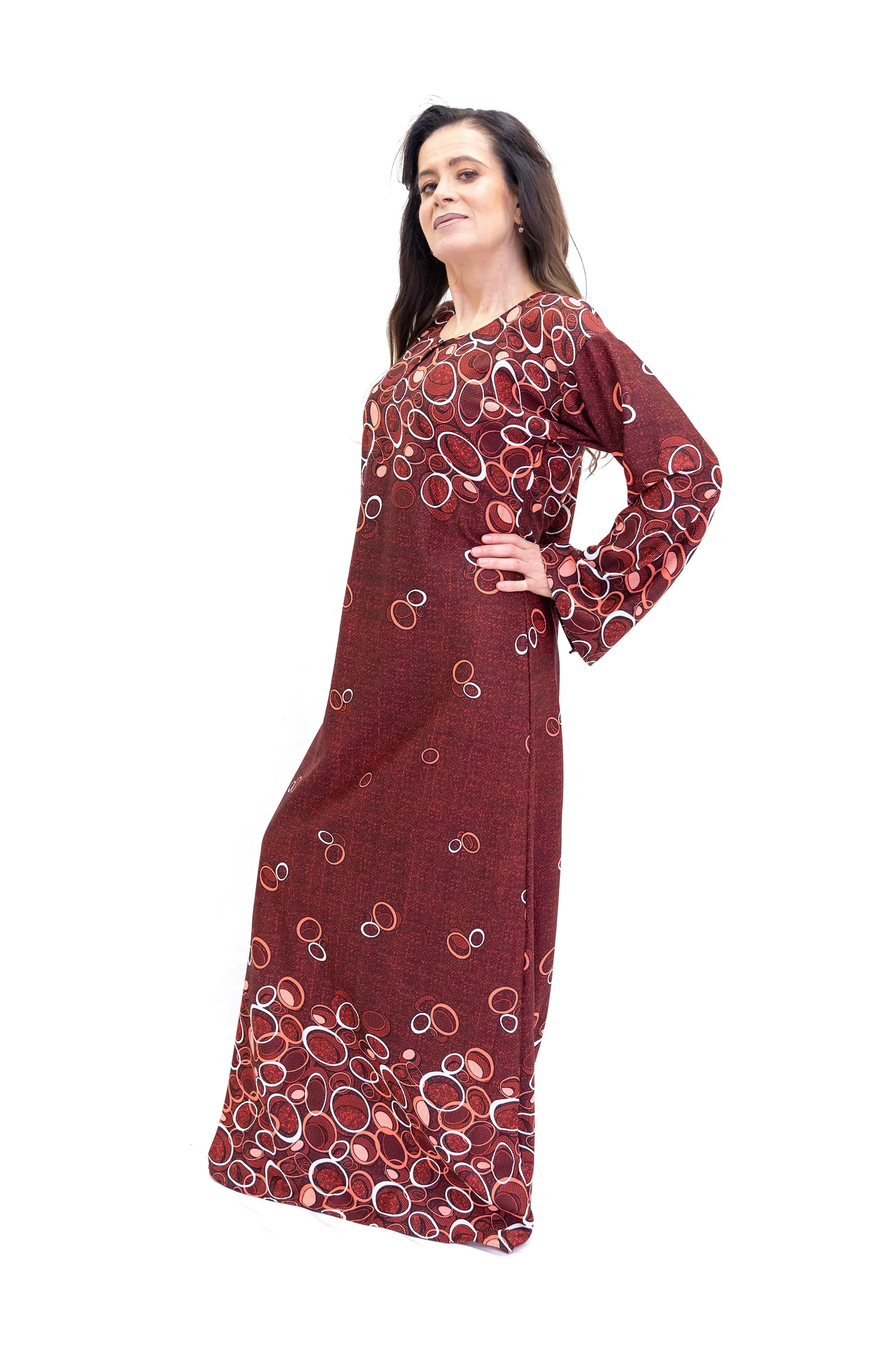 Maroon Long Sleeve Dress