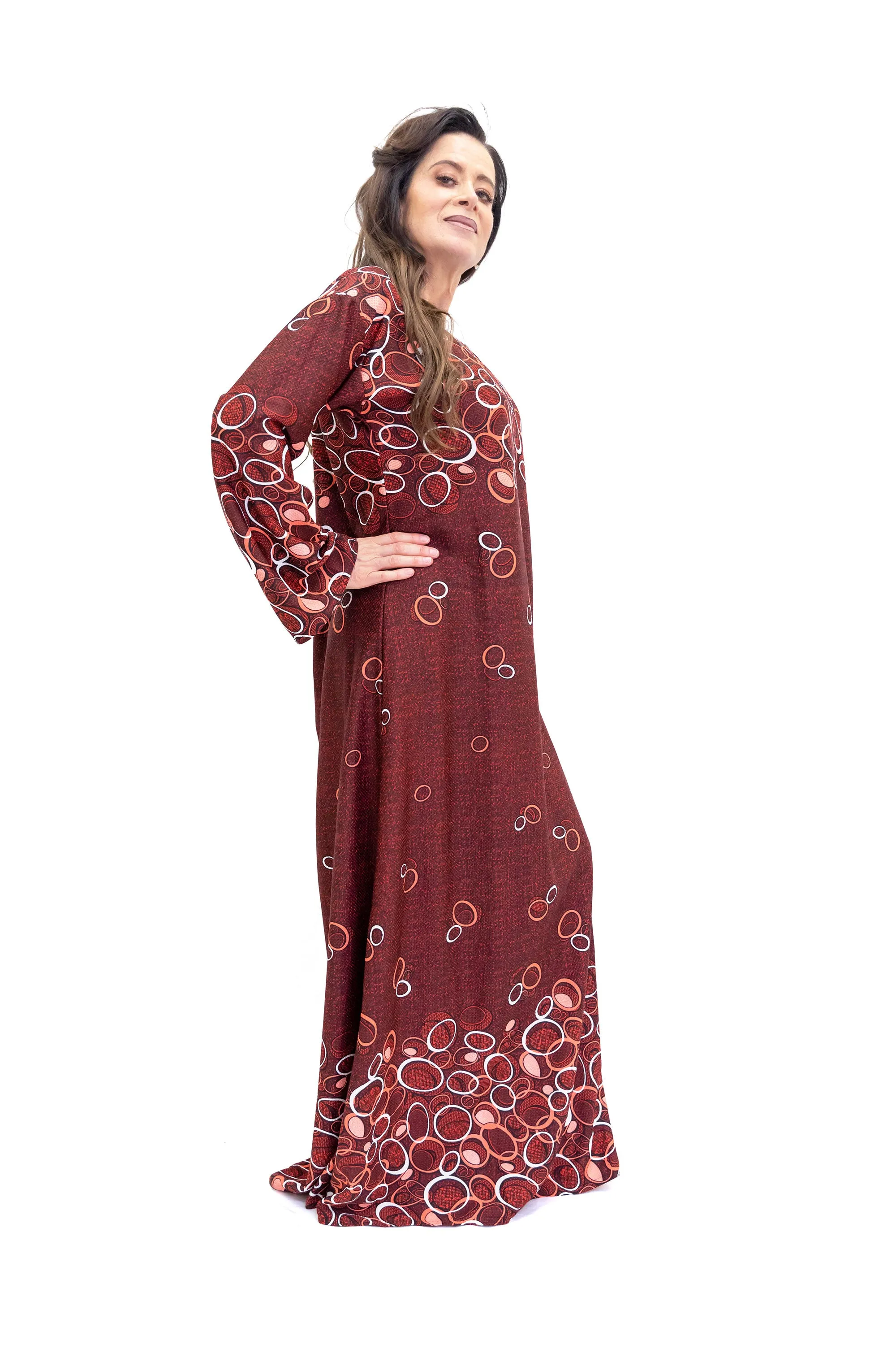 Maroon Long Sleeve Dress