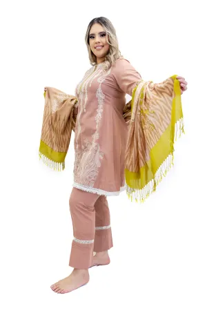 Mauve Pink Cotton Salwar Kameez - Suit-