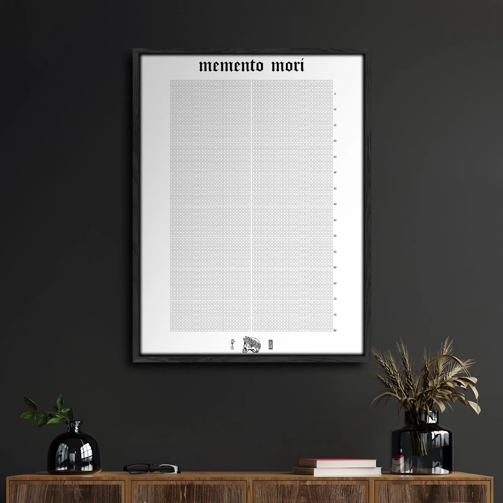 Memento Mori Life Calendar Canvas - White