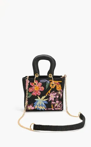 Midnight Floral Embellished Mini Evening Bag