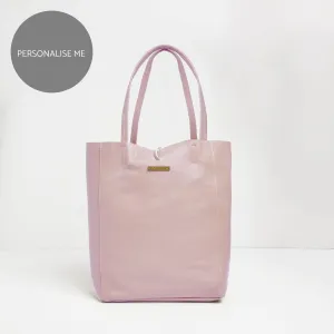 Milan Soft Leather Tote Bag in Blush Pink