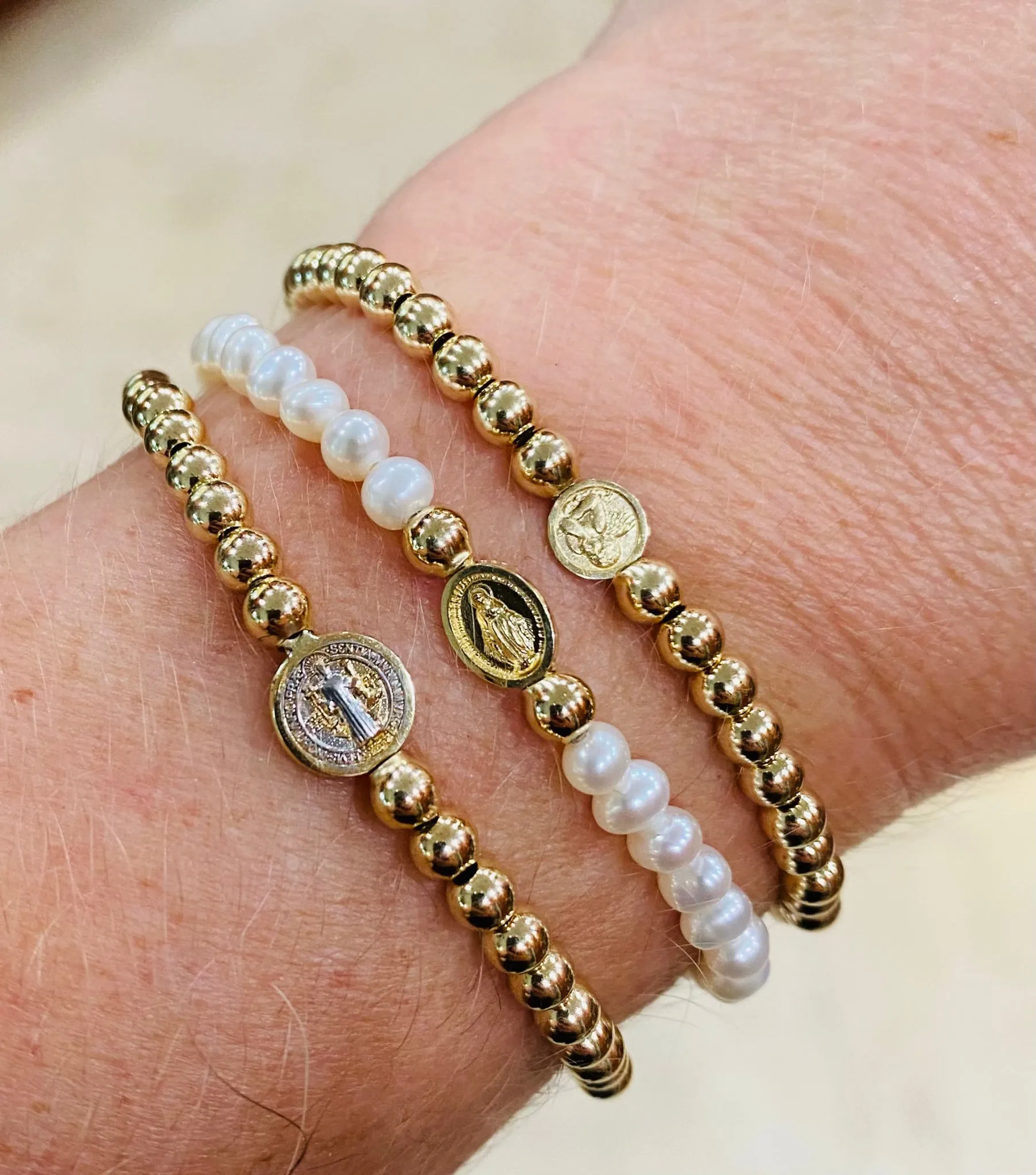 Mini Miraculous/Guadalupe Gemstone Elastic Bracelet