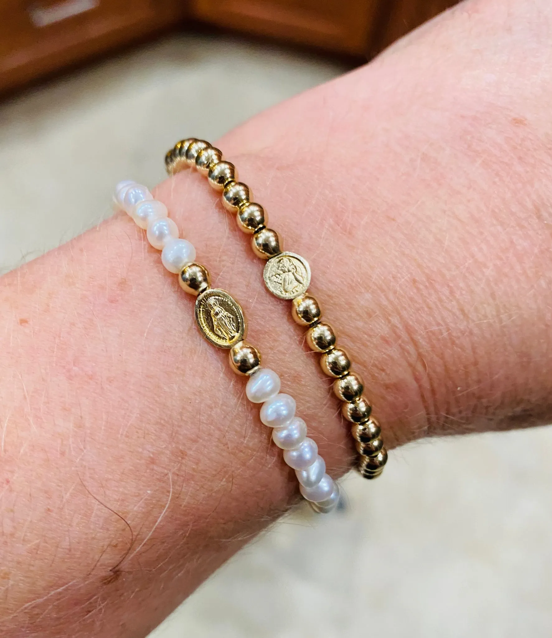Mini Miraculous/Guadalupe Gemstone Elastic Bracelet