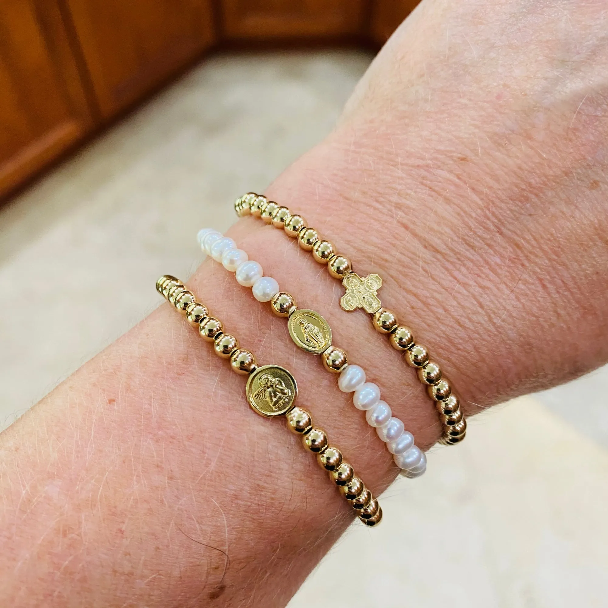 Mini Miraculous/Guadalupe Gemstone Elastic Bracelet