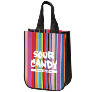 Mini Multi Stripe Recycled Laminated Non Woven Tote Bag