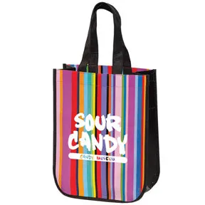 Mini Multi Stripe Recycled Laminated Non Woven Tote Bag