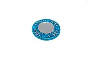 Miniature Teal Blue Glitter Mirror