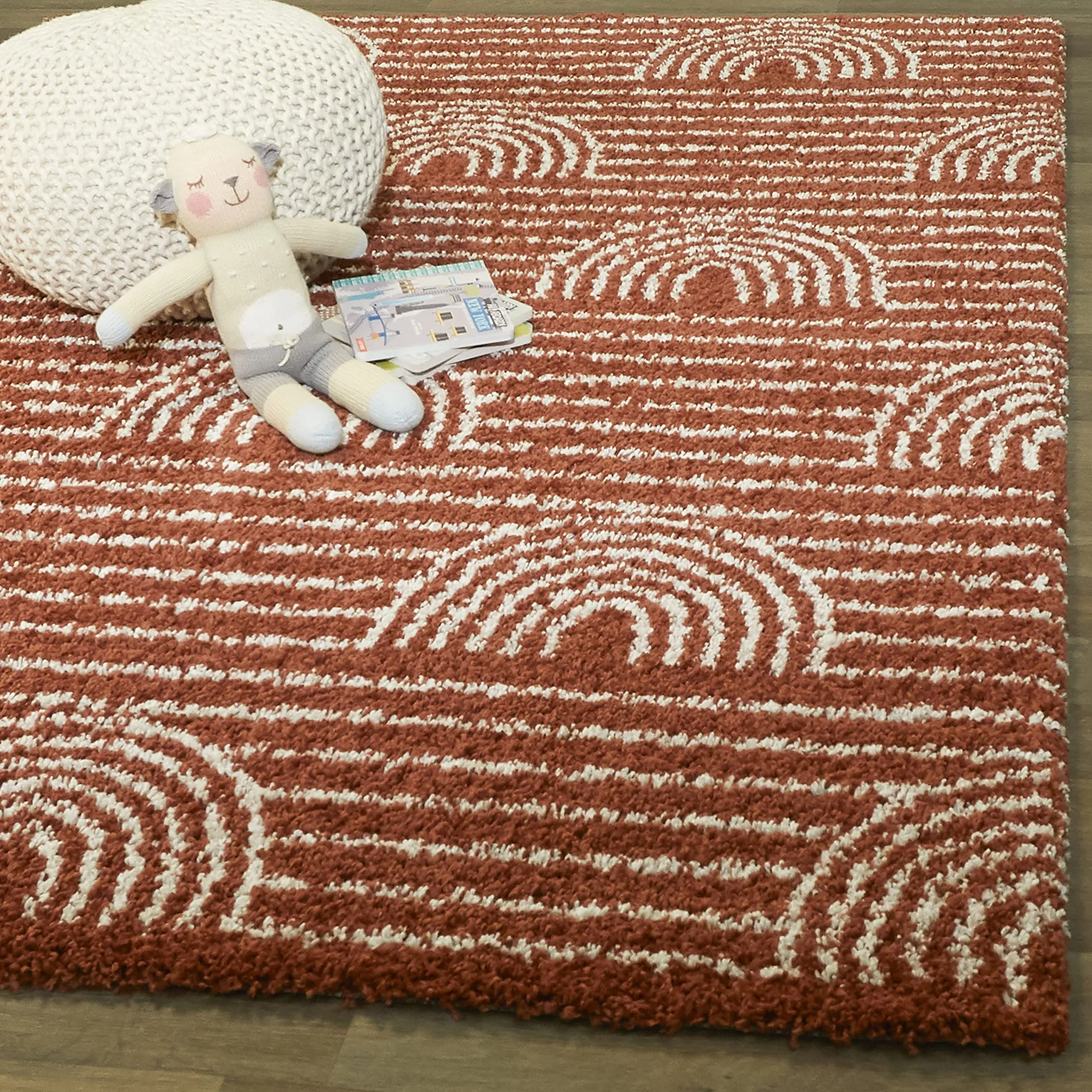 Mod-Tod Hailey Kids Rainbow Print Shag Berber Area Rug