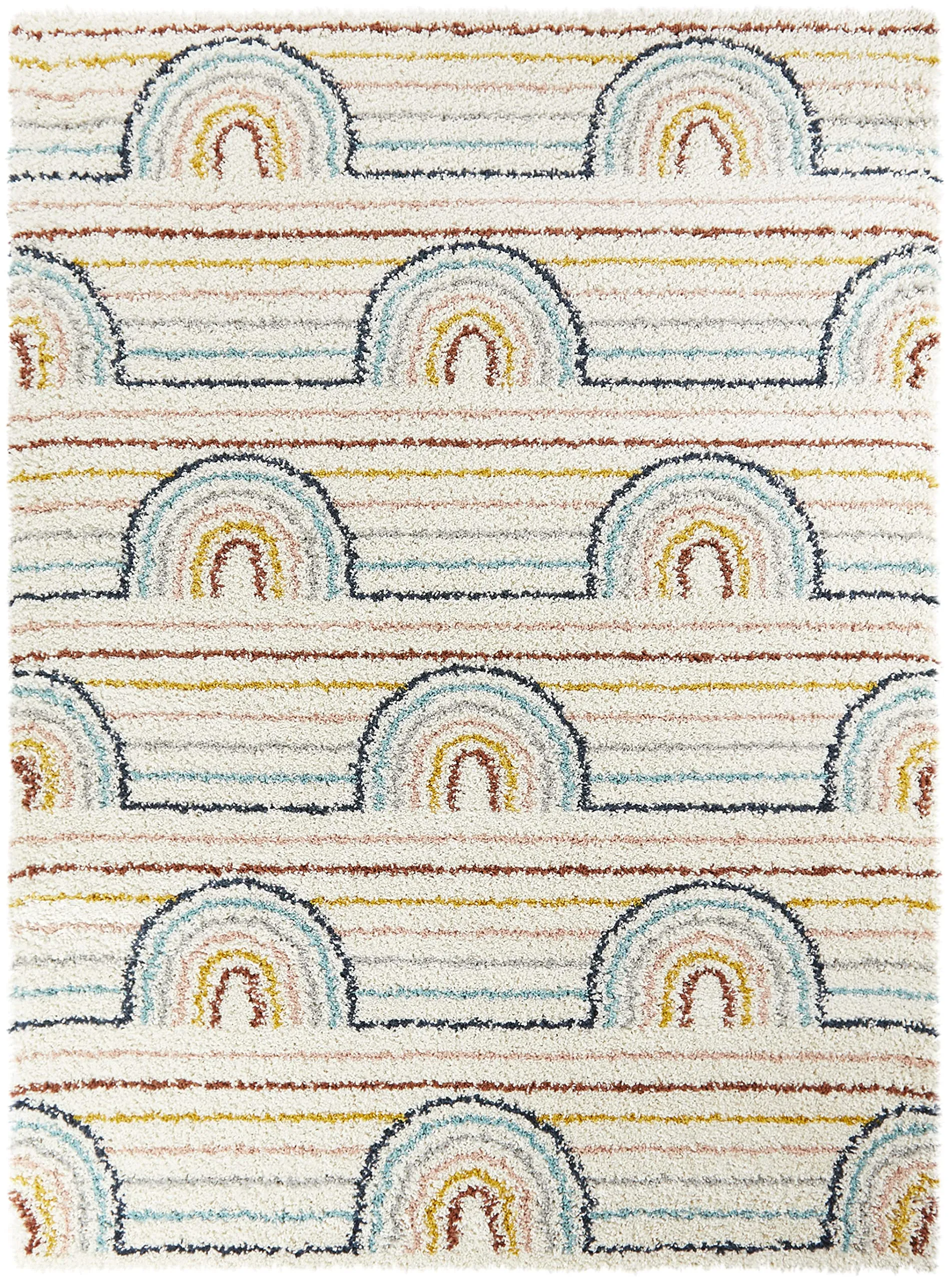Mod-Tod Hailey Kids Rainbow Print Shag Berber Area Rug