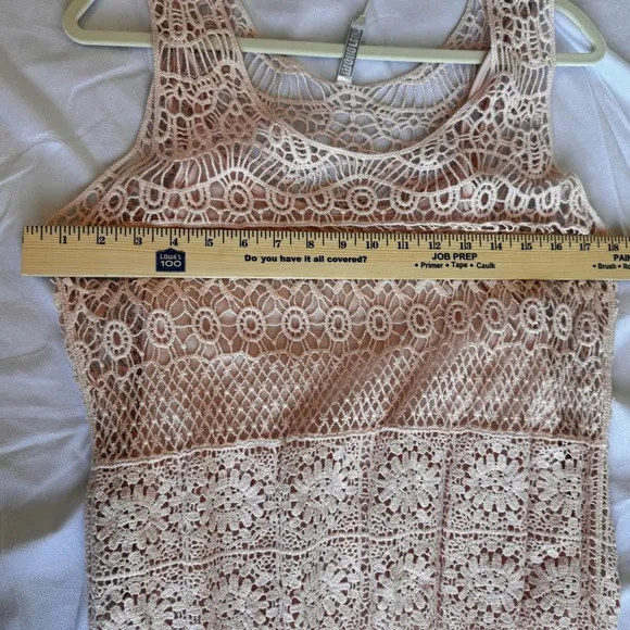 MONORENO BILTMORE TWO PIECE CROCHET &amp; LACE MAXI Light Pink feminine summer