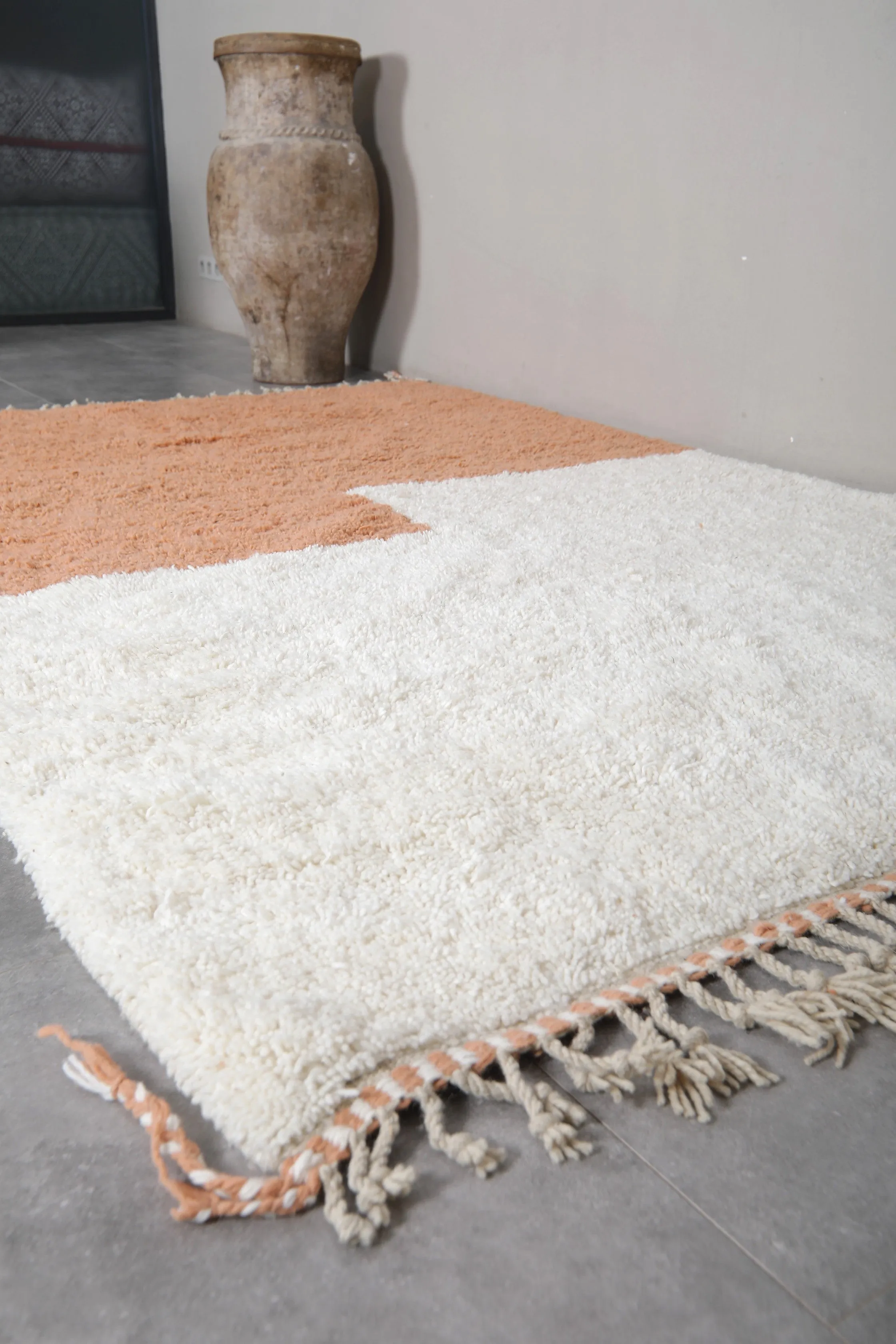 Moroccan Beni Ourain Rug - 6.1 x 9 Feet | Modern Two-Tone Design