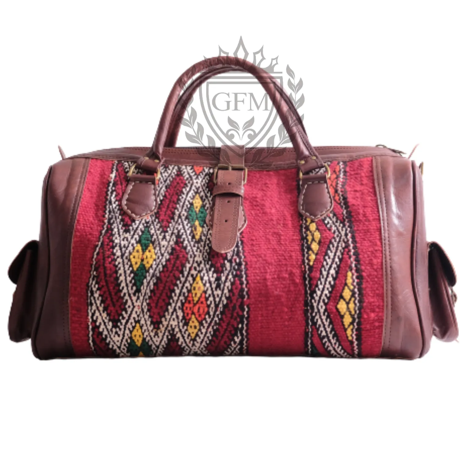 Moroccan Leather Weekender Bag – Kilim Travel Bag for Stylish Travelers