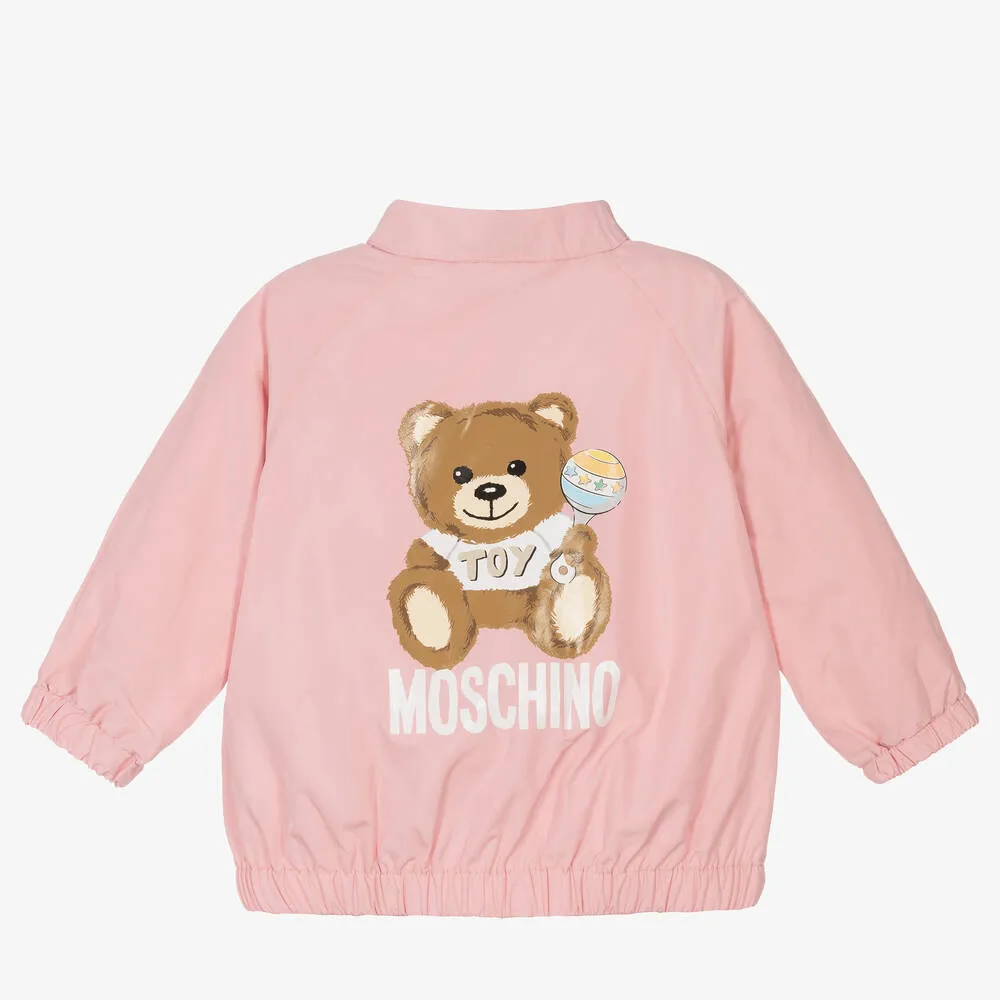 Moschino Nylon Hooded Jacket W/Bear Toy Print