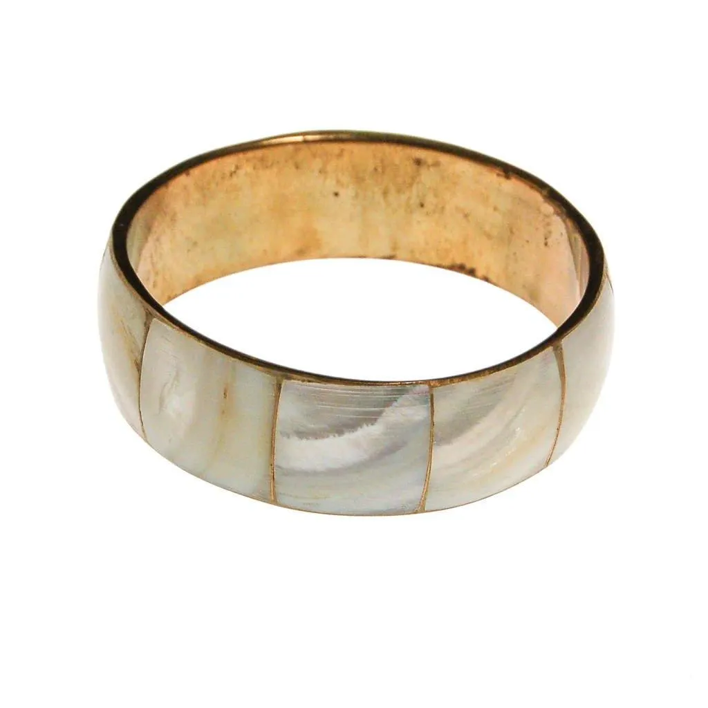 Mother of Pearl Brass Bangle Bracelet
