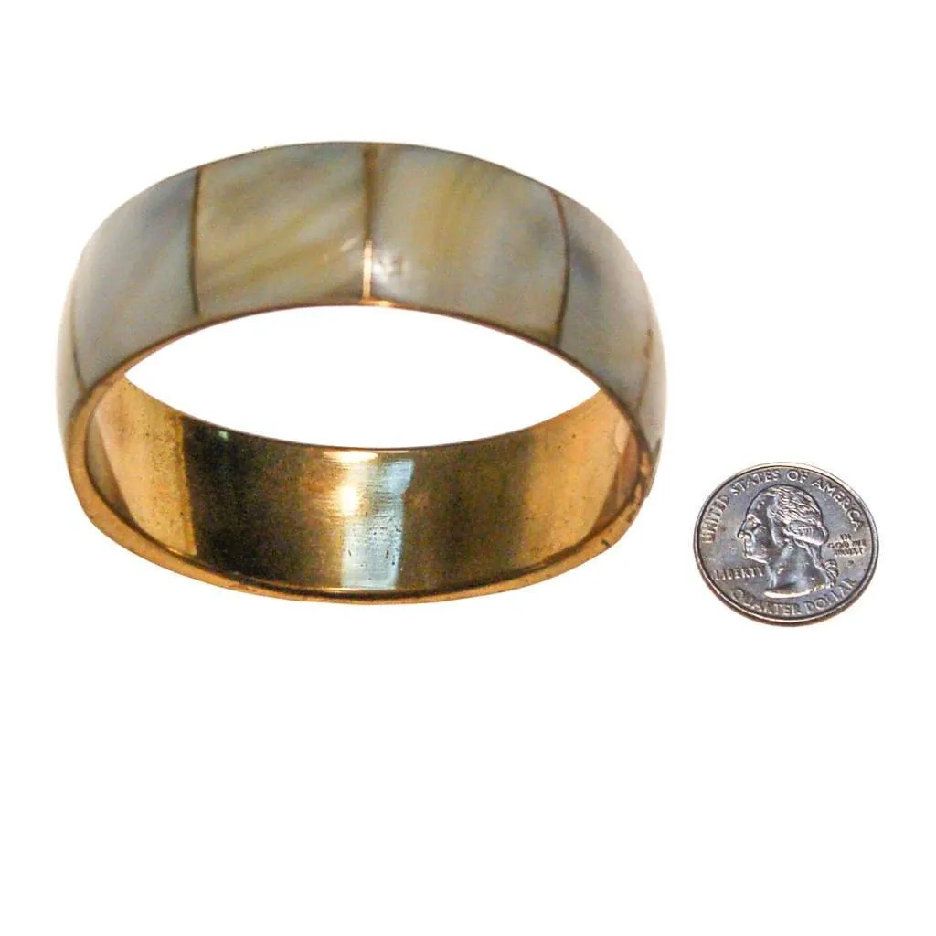 Mother of Pearl Brass Bangle Bracelet