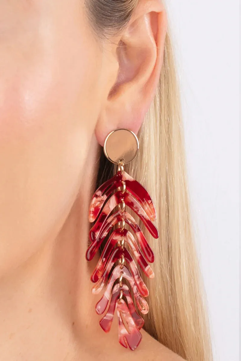 Multi-color Boho Monstera Leaf Earrings