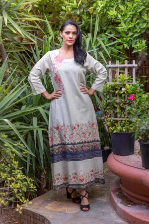 Multi Colored Long Cotton Gown-Dress