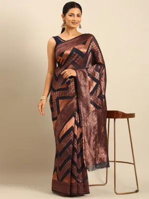 Navy Blue Cotton Saree