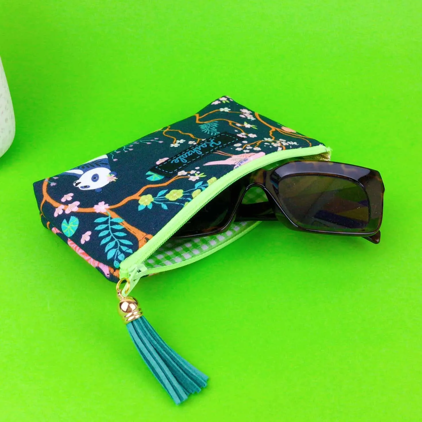 Navy Pandas and Tigers Sunglasses bag, glasses case. Navy Glasses Cases