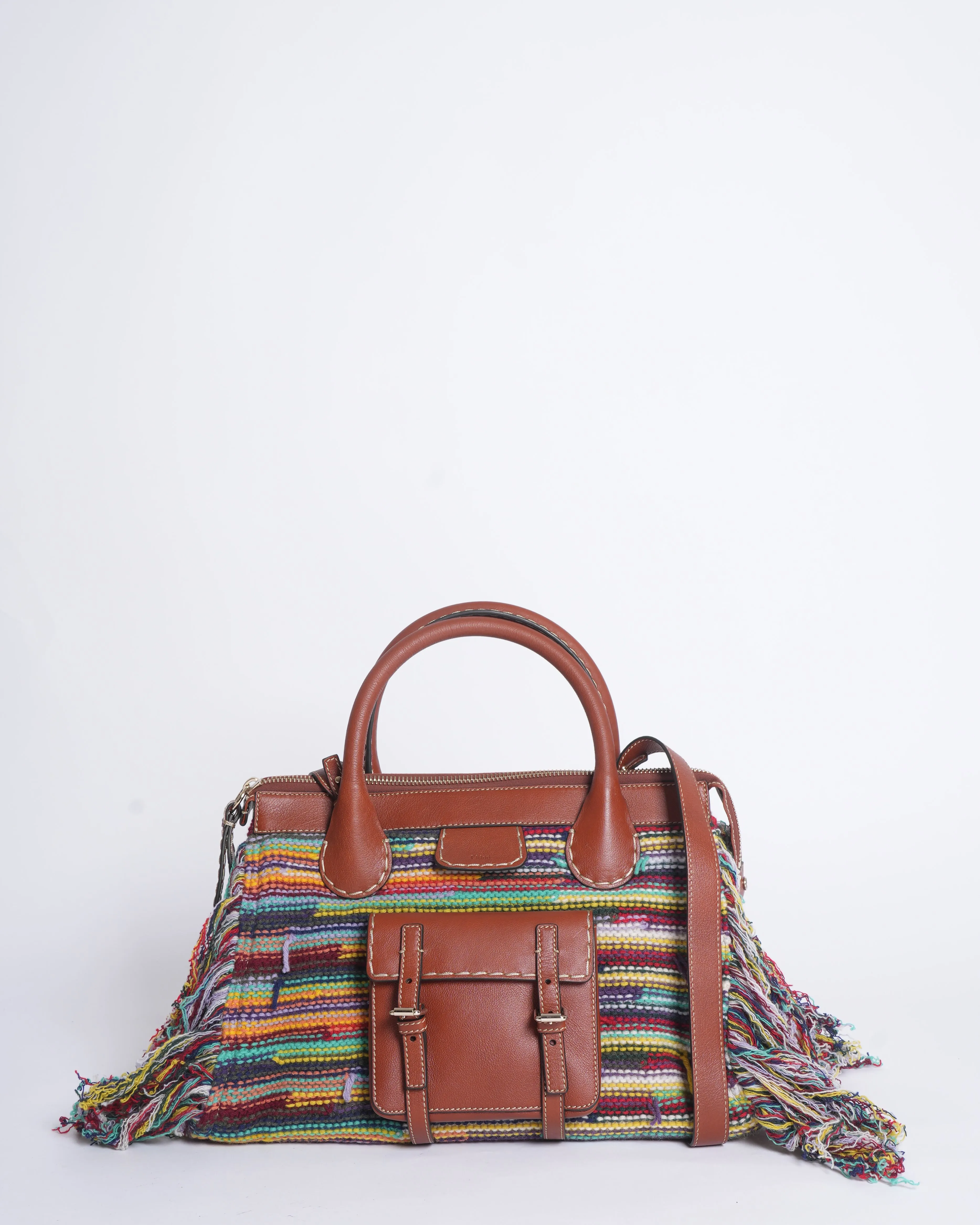 New Chloe women multicolor fringed women's satchel bag