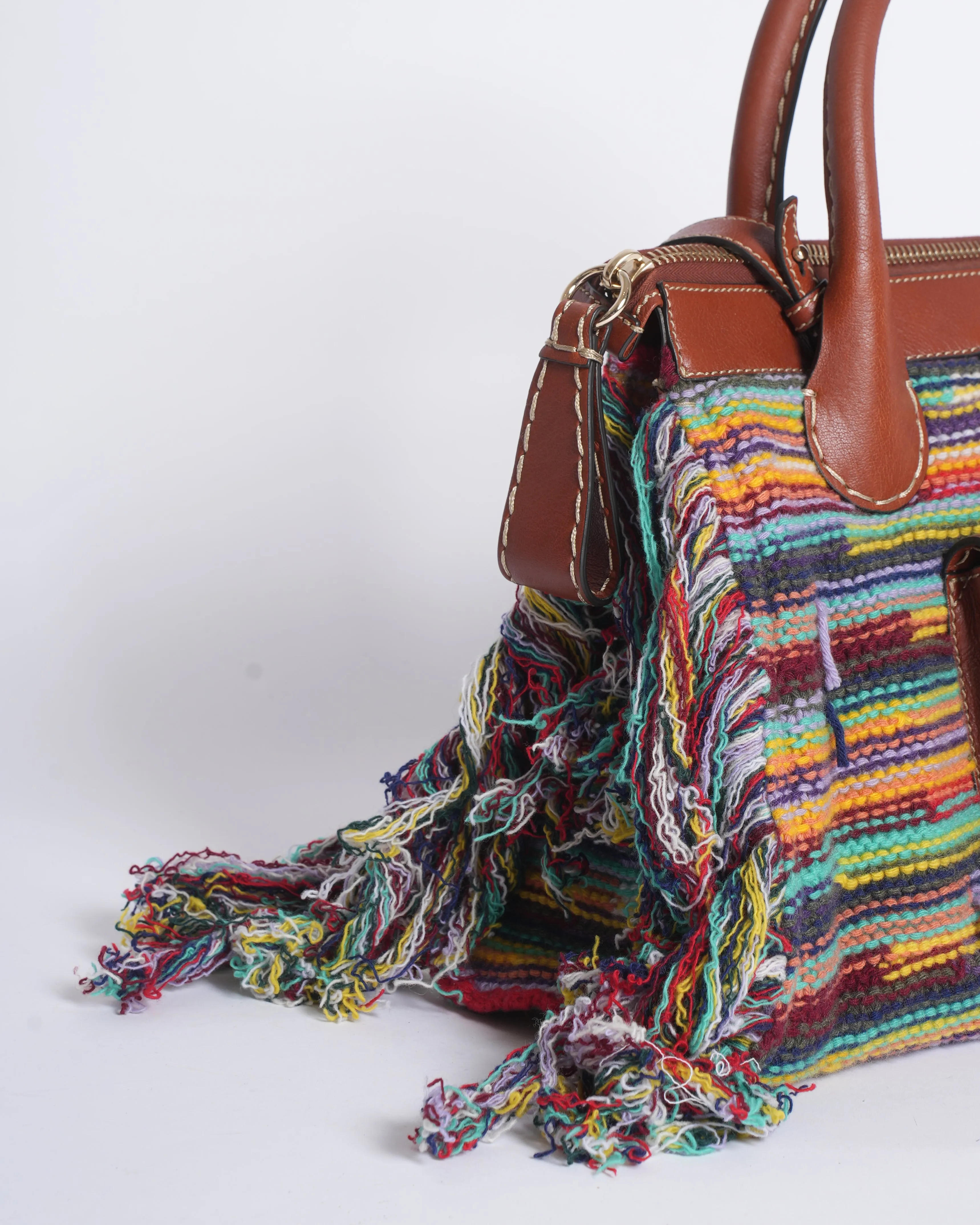 New Chloe women multicolor fringed women's satchel bag