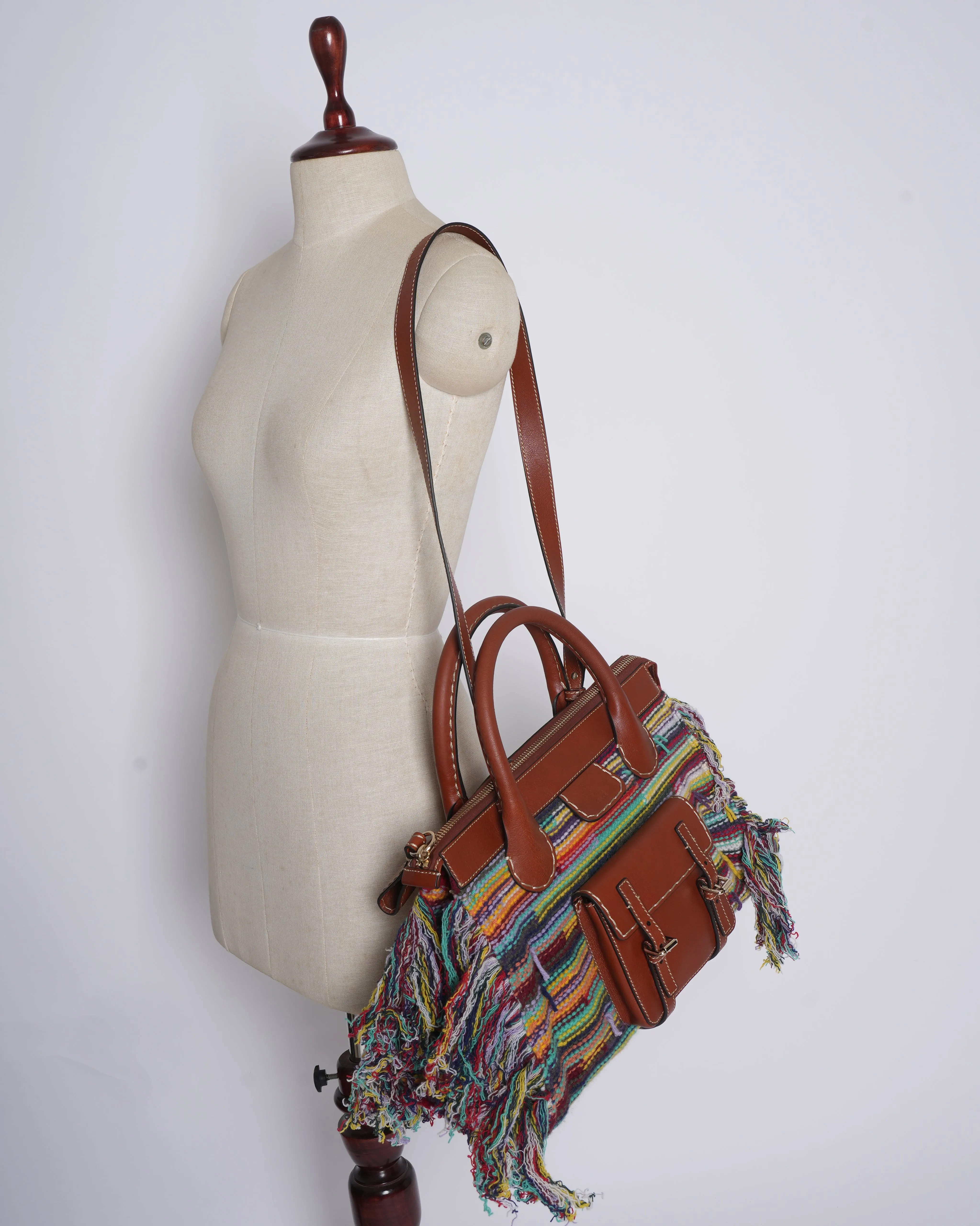 New Chloe women multicolor fringed women's satchel bag