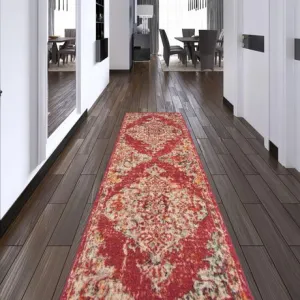New ECARPETGALLERY Rainbow Vintage Dark Pink, Red Area Rug Runner, 2 Ft 7 inch X 8 Ft