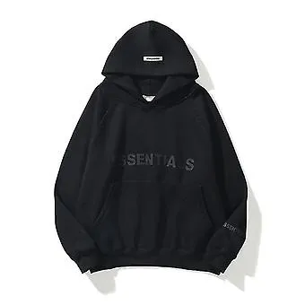 New Essentials Hoodie Men's And Women's FOG Replica Street Merch Letter Hoodie Black, Sz L