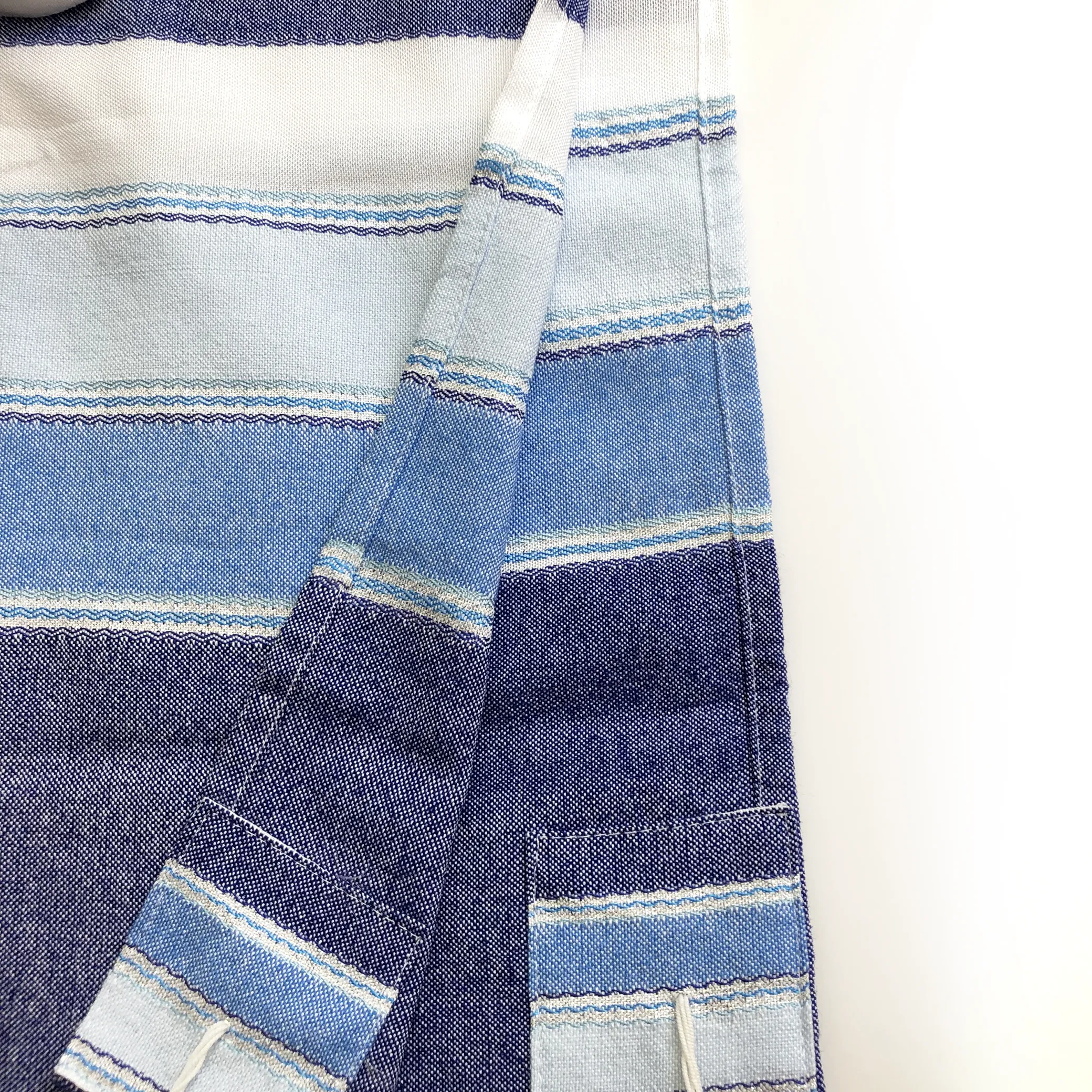 Noam - Cotton Tallit - 3 Blues and Silver on White