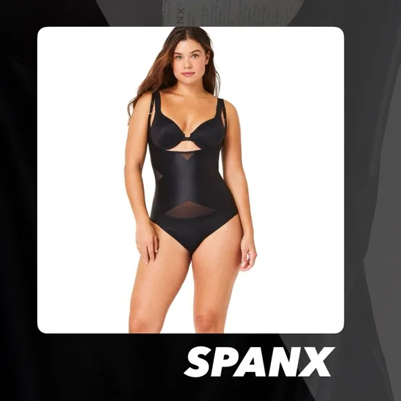 NWT Spanx Very Black Satin-X Open Bust Cami