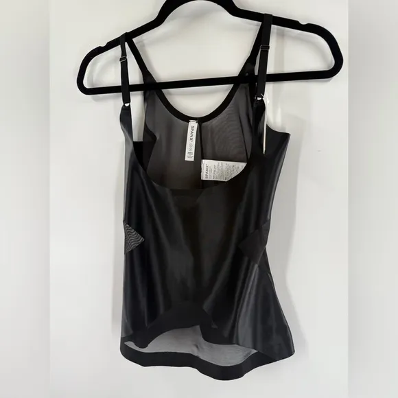 NWT Spanx Very Black Satin-X Open Bust Cami