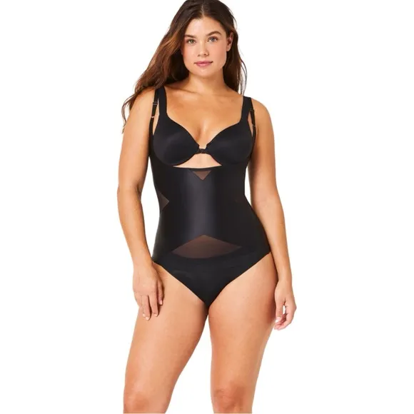 NWT Spanx Very Black Satin-X Open Bust Cami