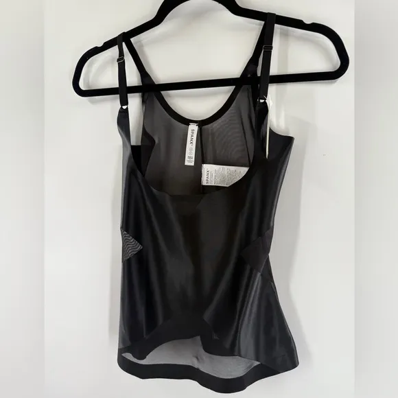 NWT Spanx Very Black Satin-X Open Bust Cami
