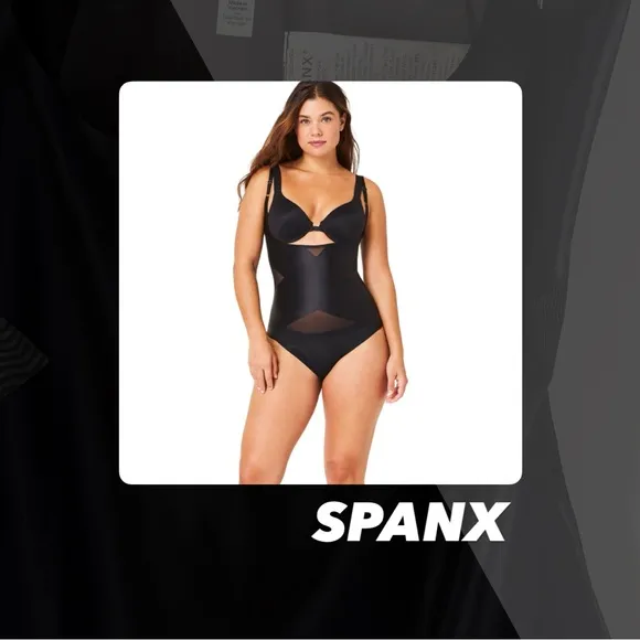 NWT Spanx Very Black Satin-X Open Bust Cami