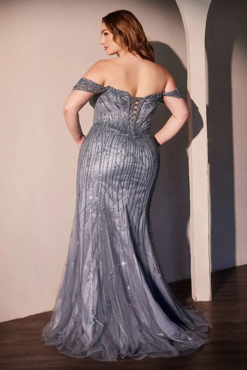 Off The Shoulder Beaded Curve Gown (CC341C)