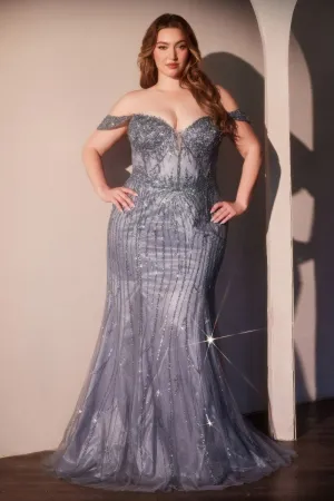 Off The Shoulder Beaded Curve Gown (CC341C)