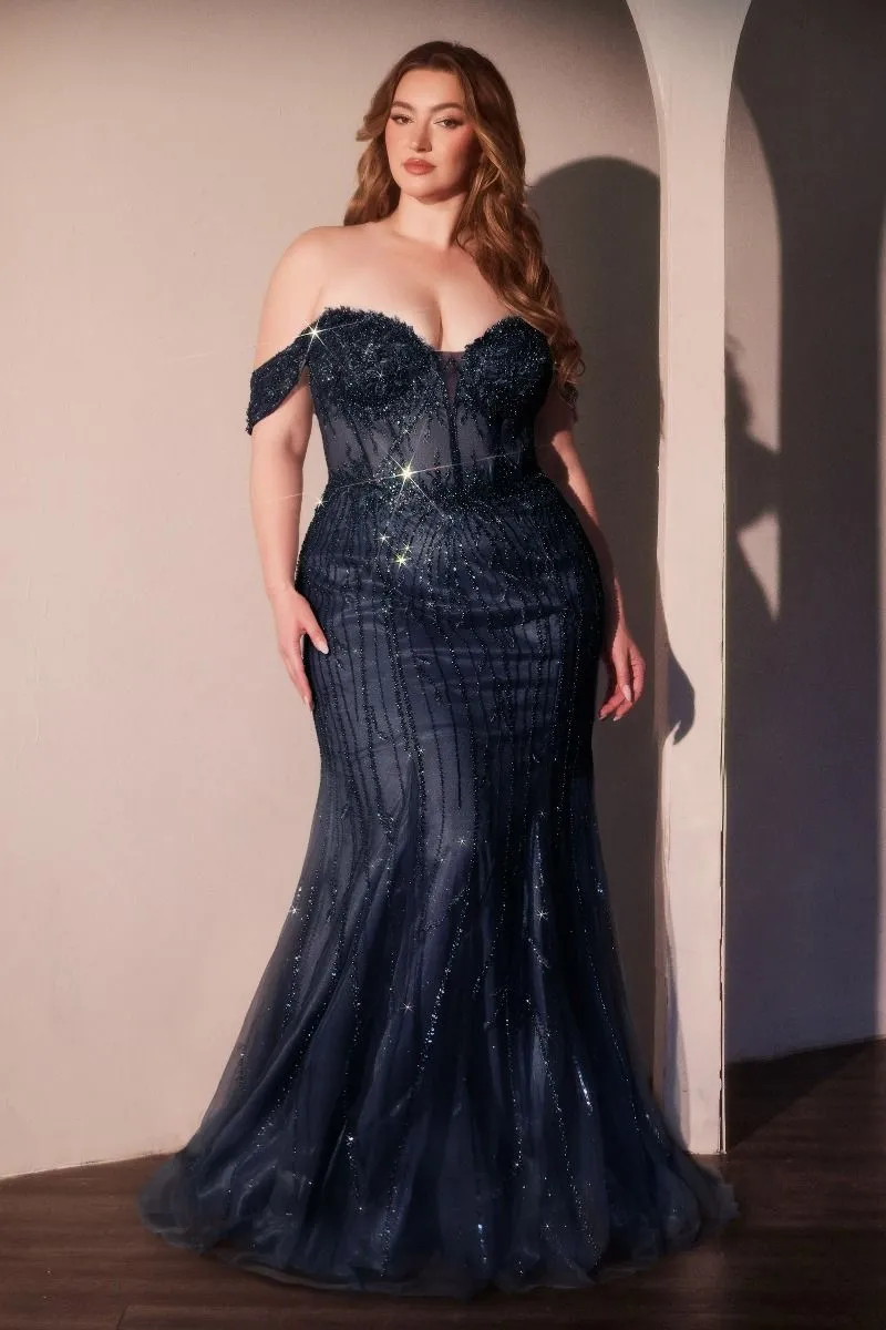 Off The Shoulder Beaded Curve Gown (CC341C)