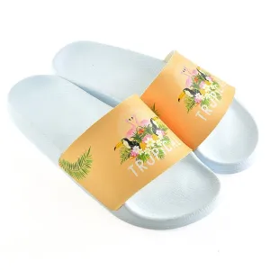 Orange Colored, Tropical Leaved, Flamingo Patterned Sandal - CAP113