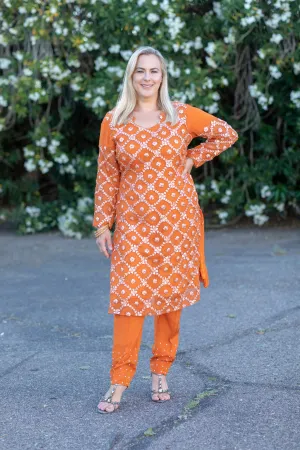 Orange Gota Chiffon Suit - Salwar Kameez