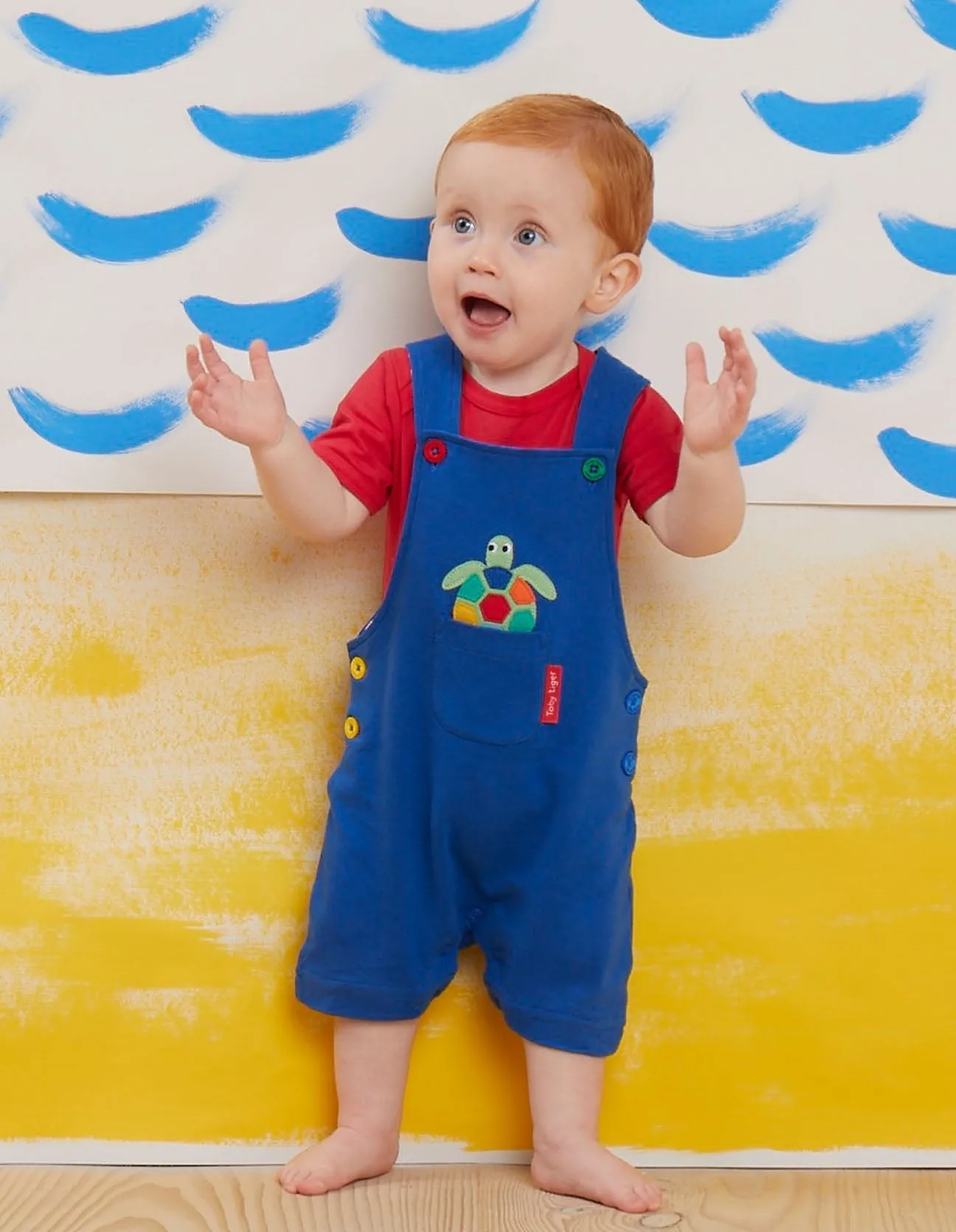 Organic Turtle Applique Dungaree Shorts